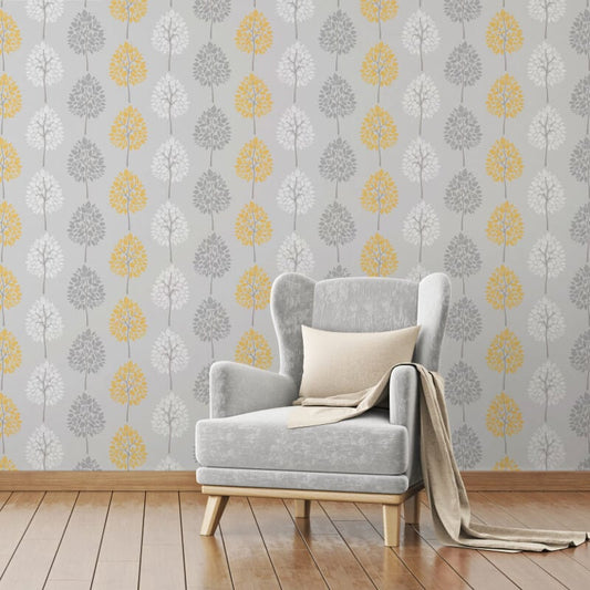 Tree Wallpaper - Grey/Yellow - Fine Décor - FD41594Wallpaper199