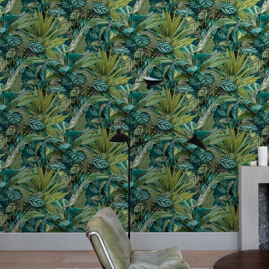 Tropical Vista Wallpaper - Green - Grandeco - WL2001Wallpaper199