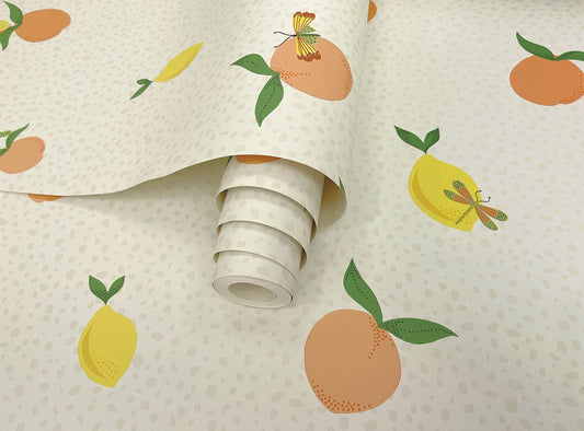 Tutti Fruity Wallpaper - Cream/Orange - Holden Décor - 13270Wallpaper199