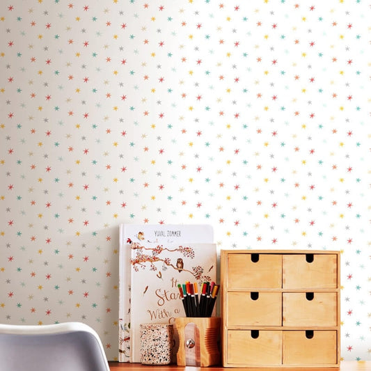 Twinkle Stars Wallpaper - Ginger/Denim - Hoopla Walls - HWA1321WWallpaper199