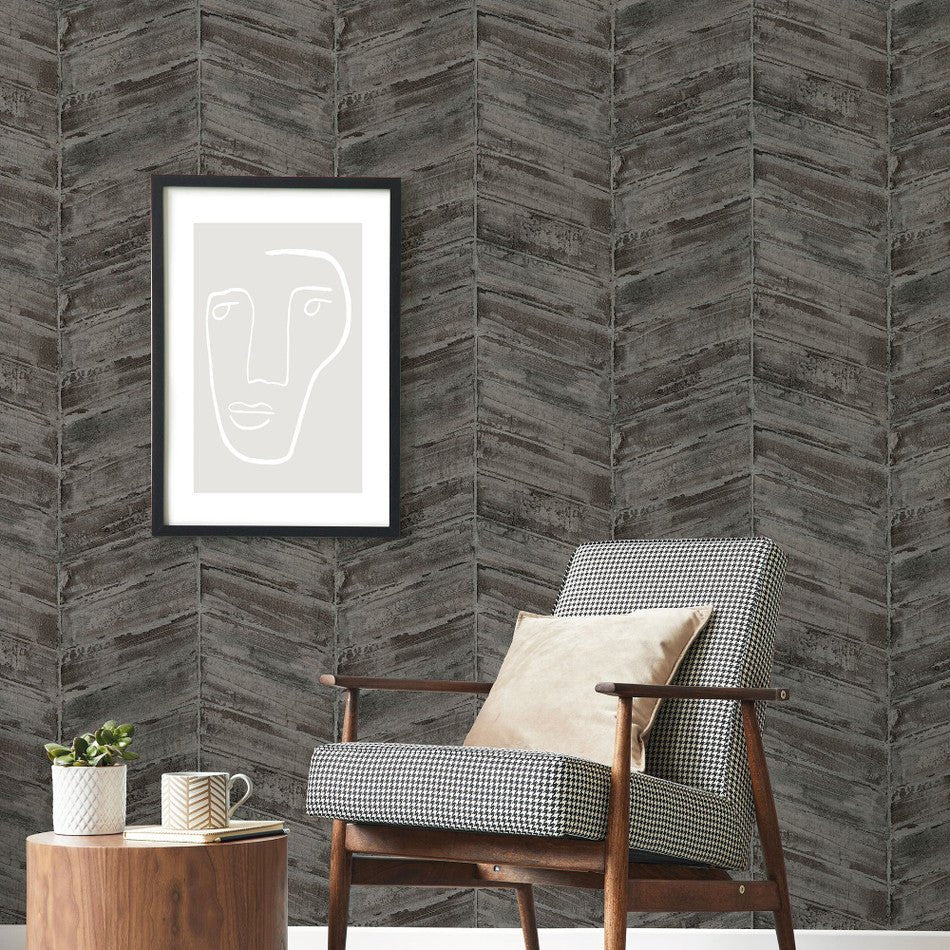Utopia Chevron Wallpaper - Black - Galerie - G67776Wallpaper199