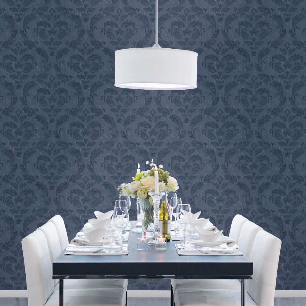 Utopia Damask Wallpaper - Blue - Galerie - G68014Wallpaper199