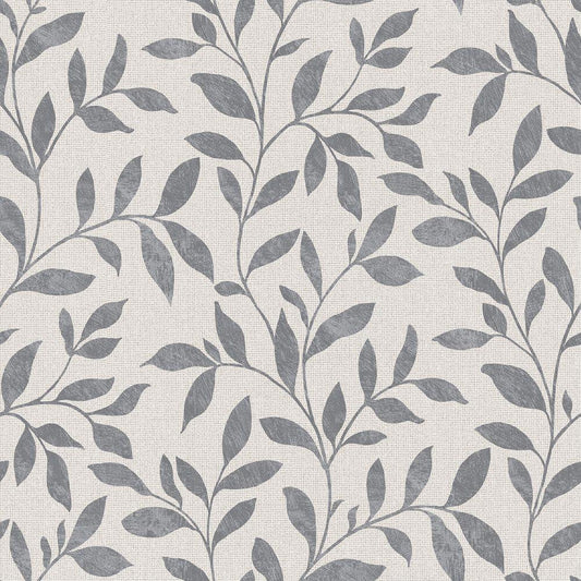 Utopia Loose Leaf Wallpaper - Silver Grey - Galerie - G68028Wallpaper199
