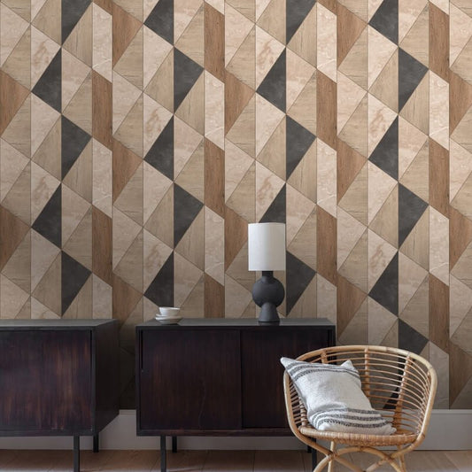 Vigo Geometric Metallic Wallpaper - Brown - Grandeco - A65103Wallpaper199