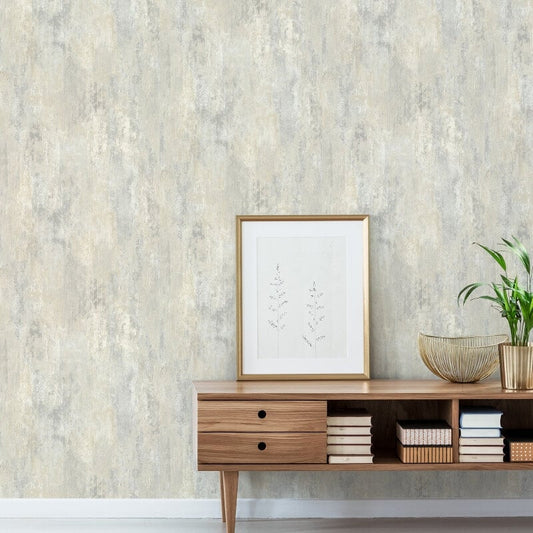 Vincenzo Distressed Texture Metallic Wallpaper - Neutral - Grandeco - 191301Wallpaper199