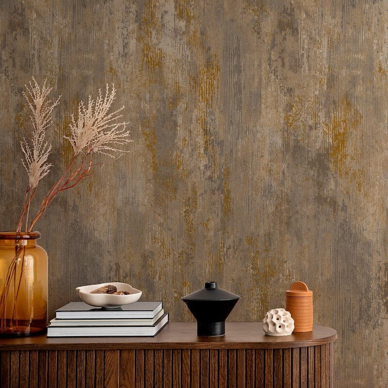 Vincenzo Distressed Texture Metallic Wallpaper - Taupe - Grandeco - 191313Wallpaper199