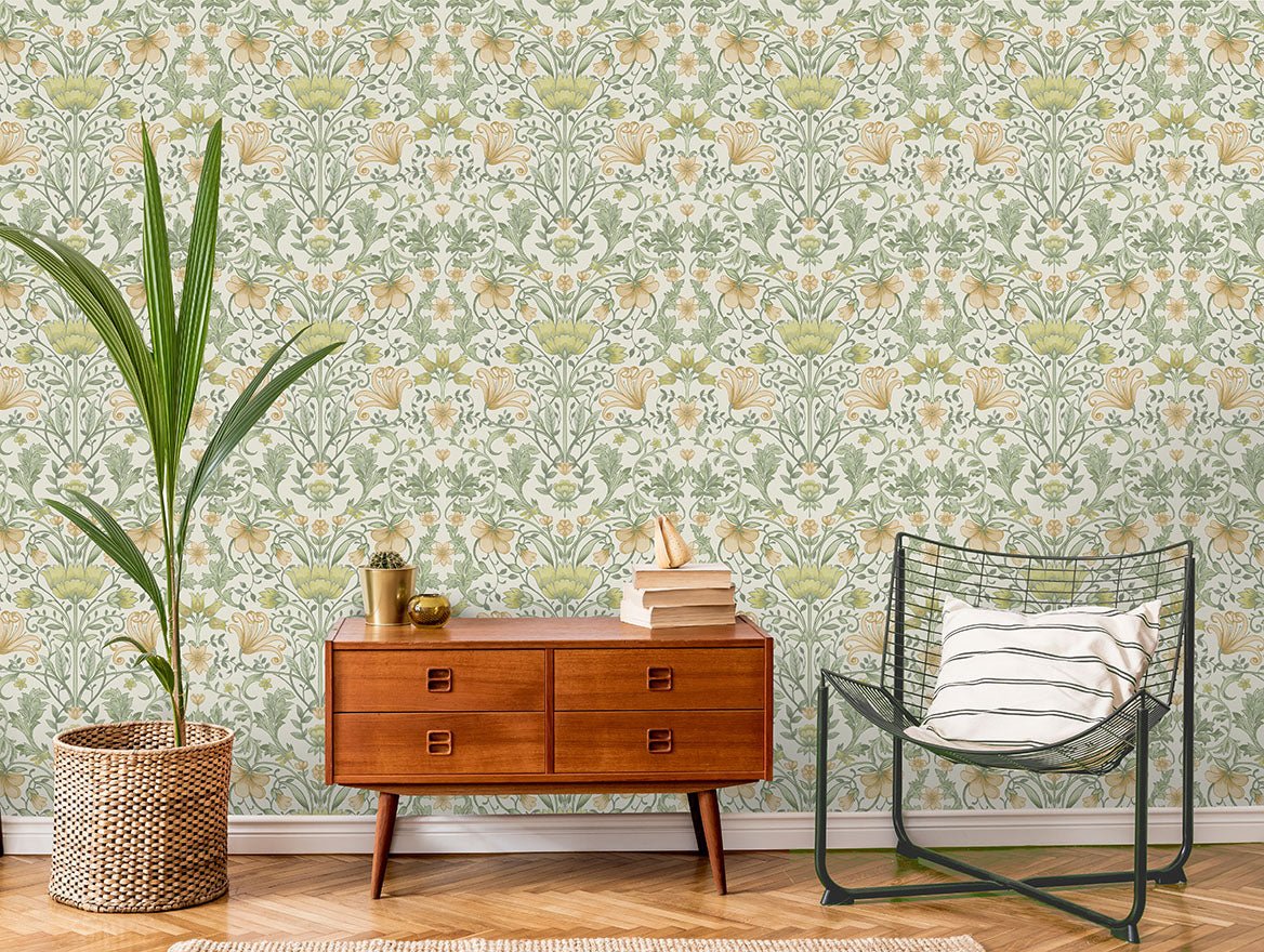 Vintage Floral Wallpaper - Cream/Ochre - Holden Décor - 13392Wallpaper199