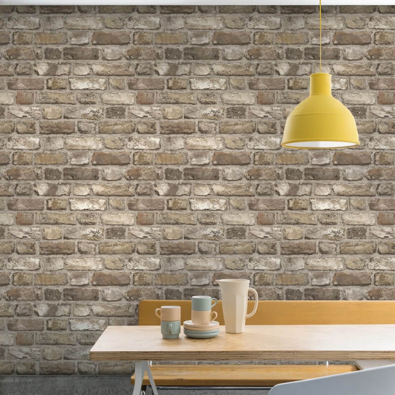 Vintage House Brick Wallpaper - Natural - Grandeco - A28904Wallpaper199