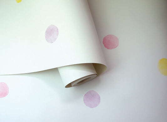 Watercolour Polka Dots Wallpaper - Pink_Yellow - Holden Décor - 91000Wallpaper199