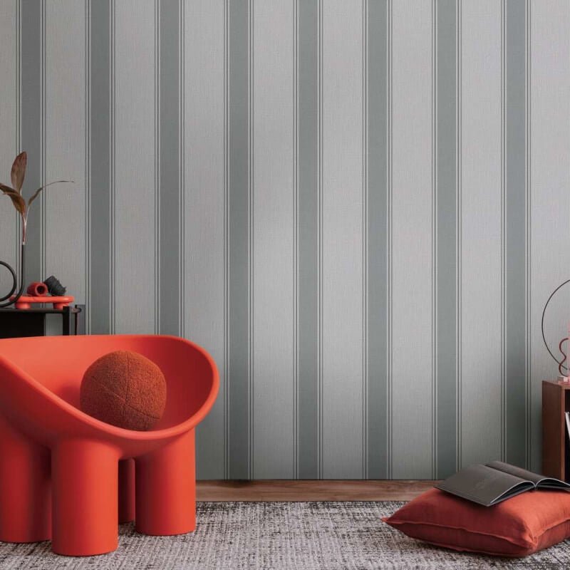 Wide Linear Stripe Wallpaper - Grey - Michalsky Living - 39983-3Wallpaper199
