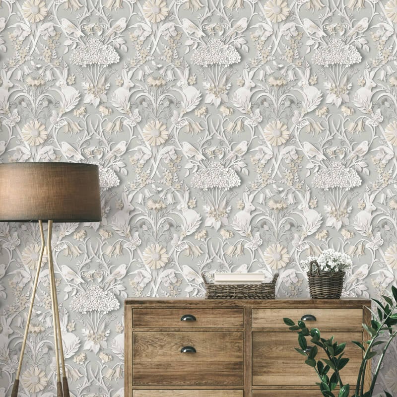 Woodland 3D Effect Wallpaper - Soft Grey - Fine Décor - FD42952Wallpaper199