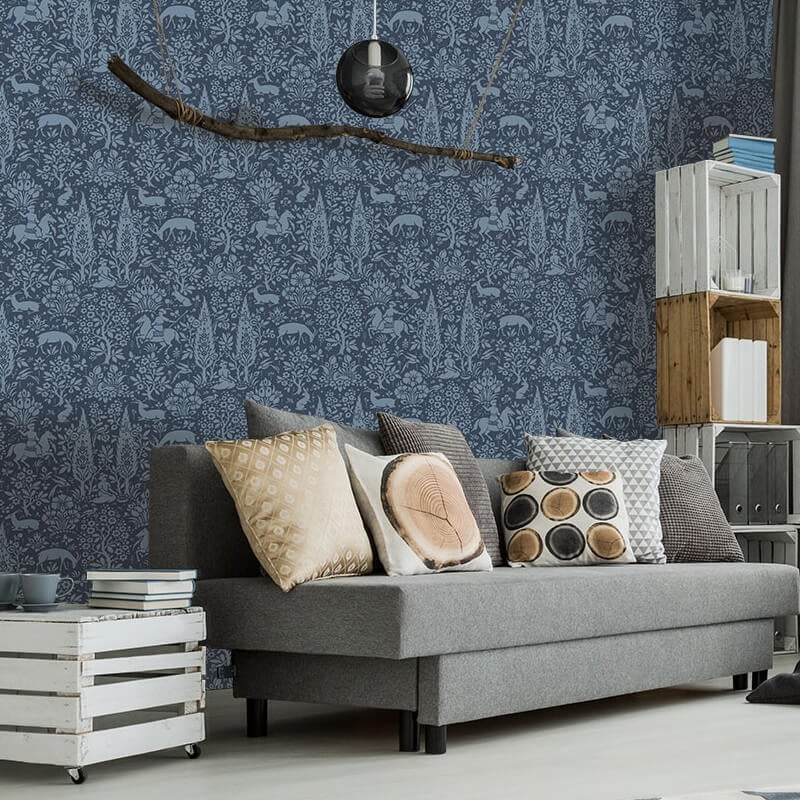 Woodland Floral Wallpaper - Dark Blue - Crown - M1169Wallpaper199