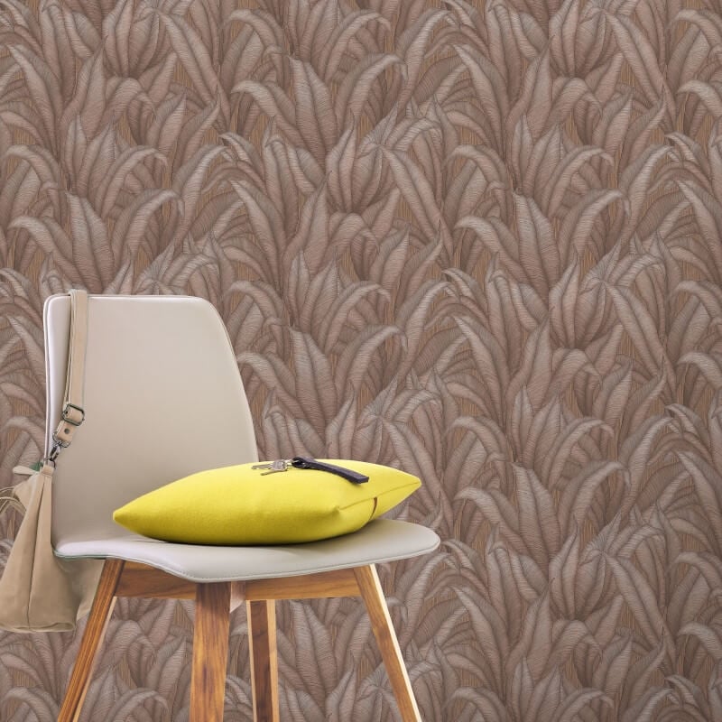 Zanzibar Leaf Metallic Wallpaper - Bronze - Erismann - 10371 - 48Wallpaper199