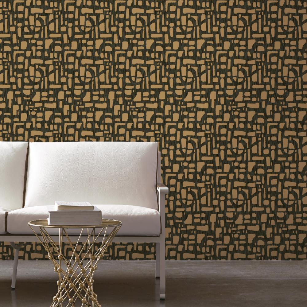 Zen Chunky Geo Wallpaper - Rose Gold / Blue - Galerie - DWP0364 - 04Wallpaper199