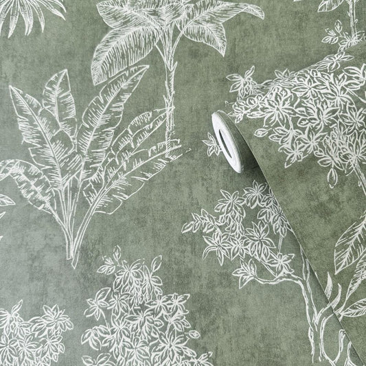 Zen Floating Foliage Wallpaper - Green - Galerie - DWP0361 - 01Wallpaper199
