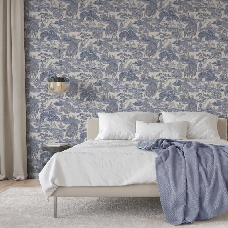 Zen Oriental Landscape Wallpaper - Blue - Fine Décor - FD43443Wallpaper199