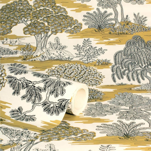Zen Oriental Landscape Wallpaper - Ochre - Fine Décor - FD43440Wallpaper199