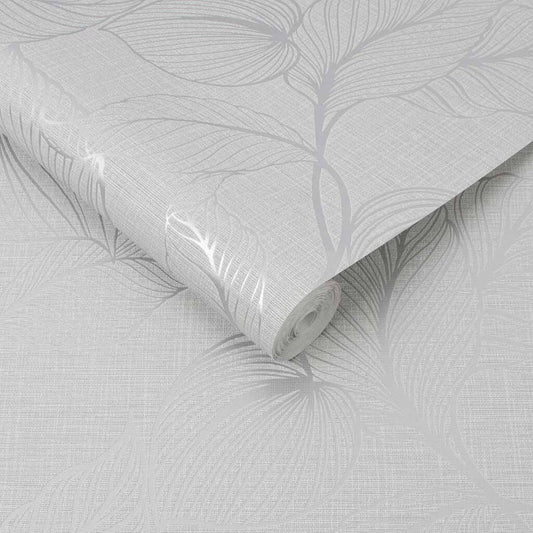 111300 - Royal Palm Wallpaper - Moonstone - Boutique Luxury