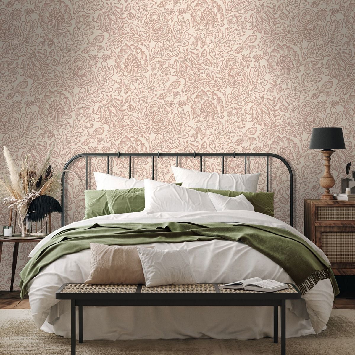 1113 - Fernhurst Floral Trail Wallpaper - Pink - Belgravia