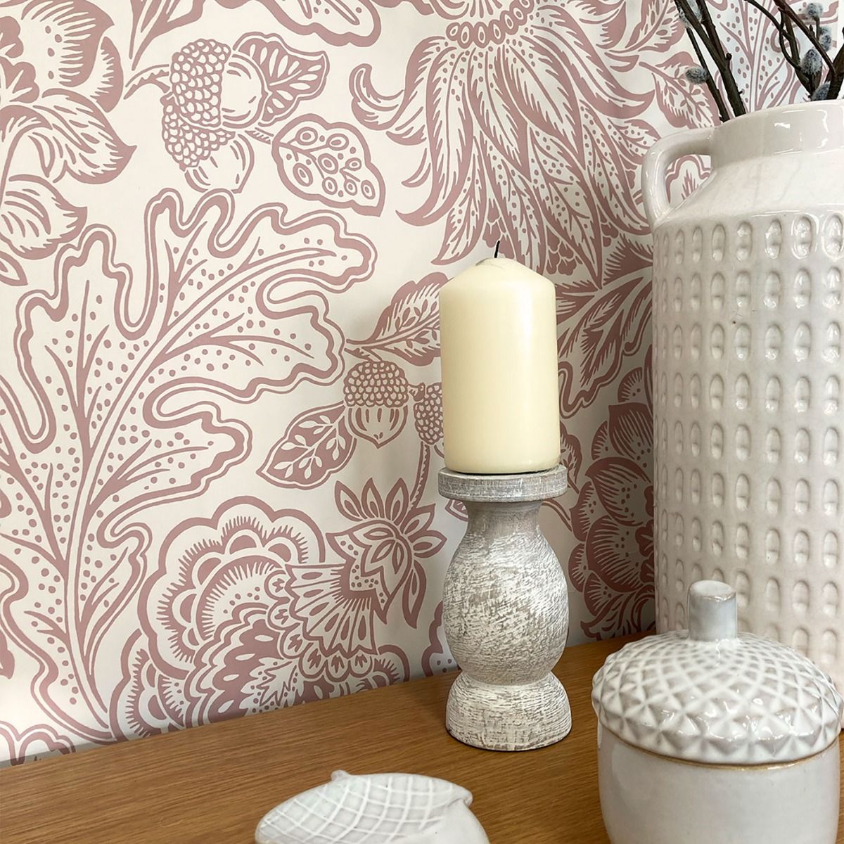 1113 - Fernhurst Floral Trail Wallpaper - Pink - Belgravia