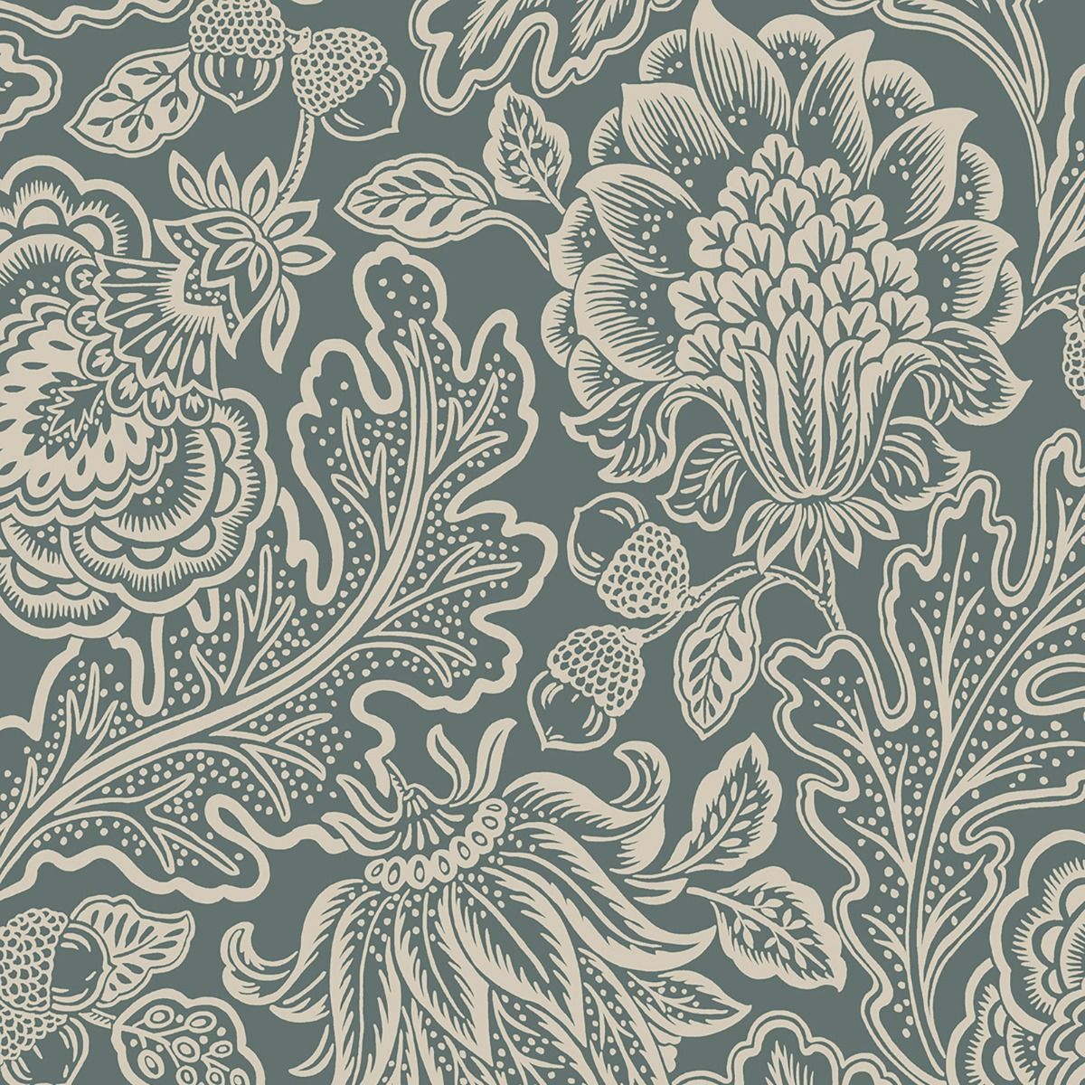 1114 - Fernhurst Floral Trail Wallpaper - Green - Belgravia