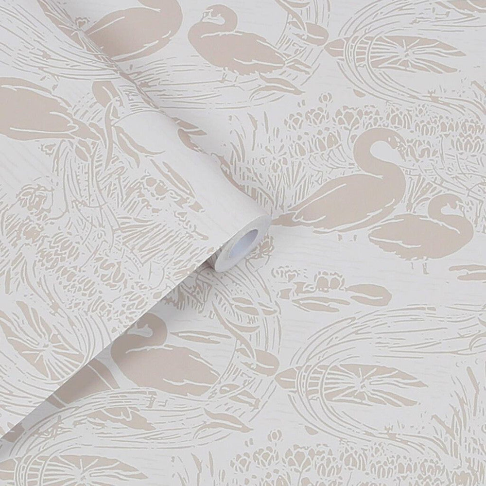 118471 - Swans Wallpaper - Dove Grey - Laura Ashley