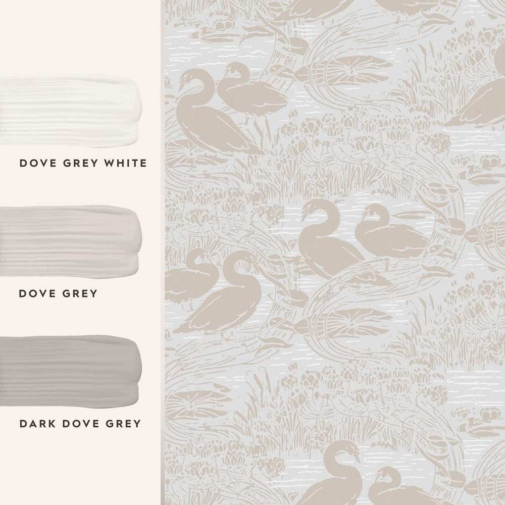 118471 - Swans Wallpaper - Dove Grey - Laura Ashley
