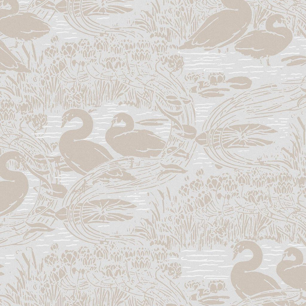 118471 - Swans Wallpaper - Dove Grey - Laura Ashley