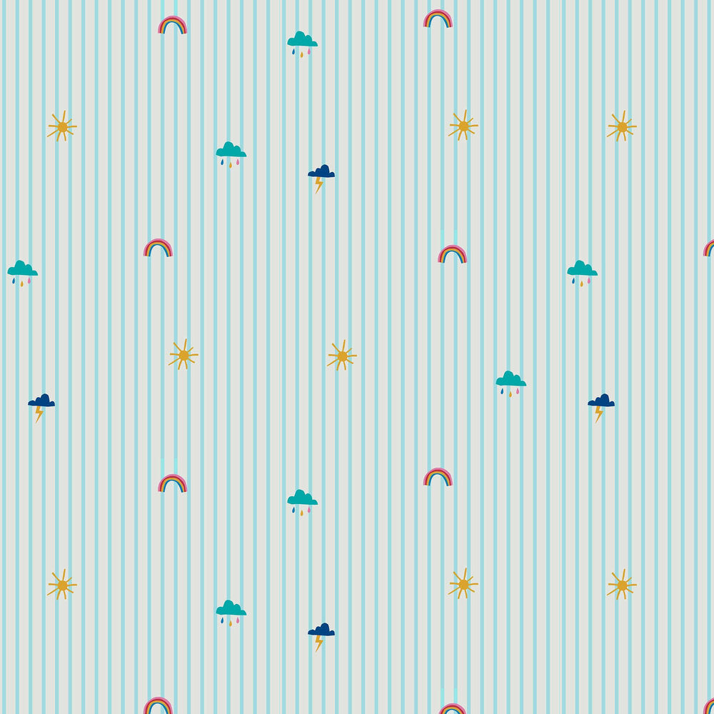 118583 - Whatever the Weather Icons Wallpaper - Haze Blue - Joules