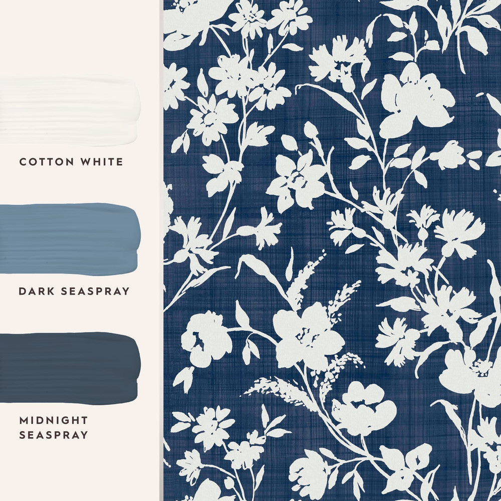 119854 - Rye Wallpaper - Midnight Seaspray Blue - Laura Ashley