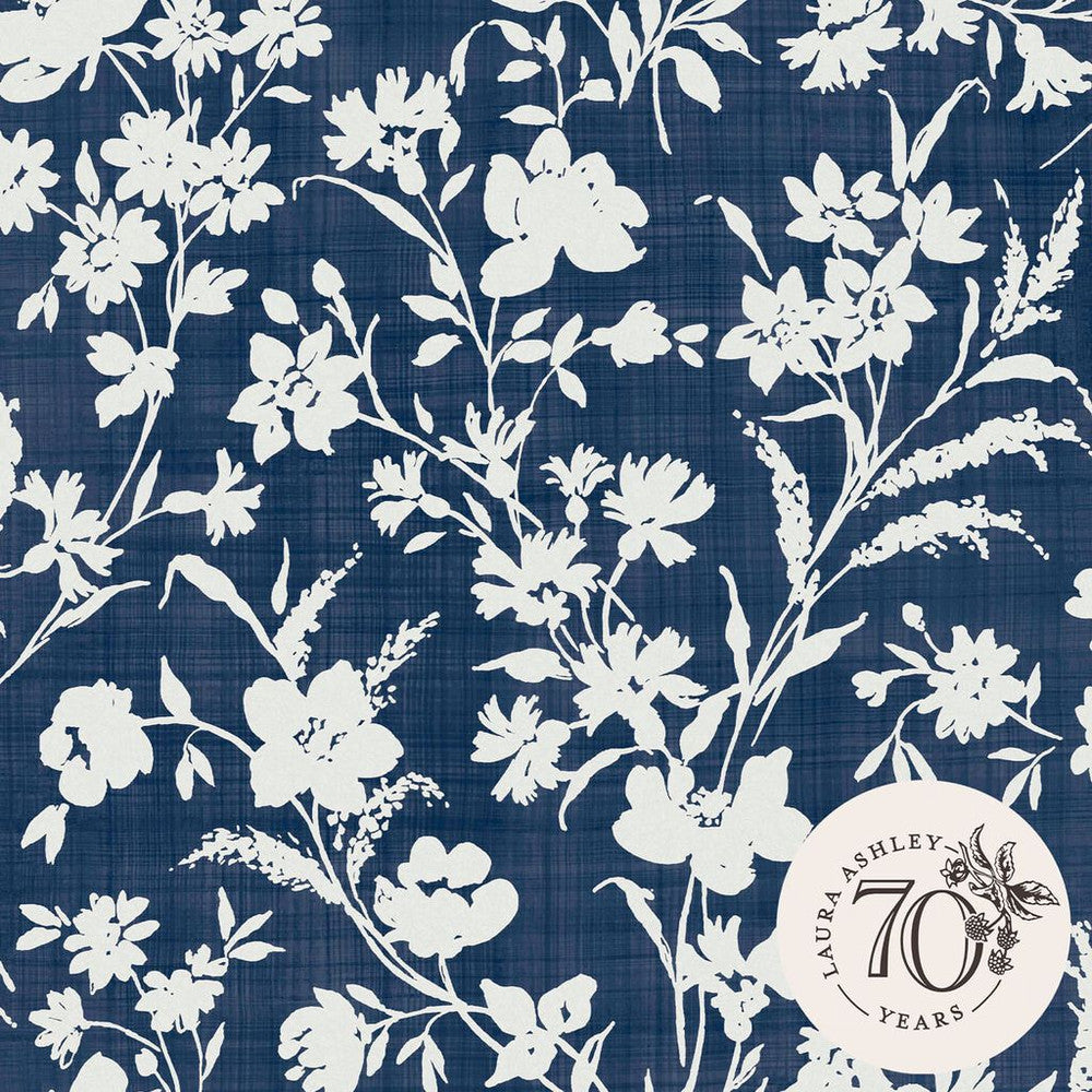 119854 - Rye Wallpaper - Midnight Seaspray Blue - Laura Ashley