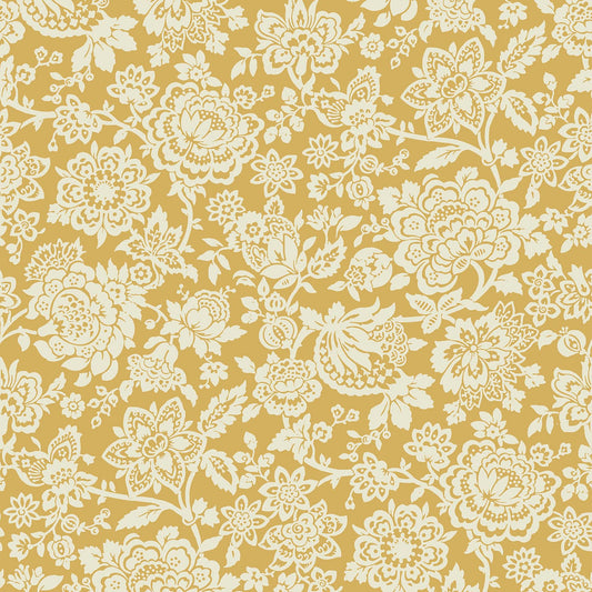 121072 - Trailing Laurissa Pale Wallpaper - Ochre Yellow - Laura Ashley