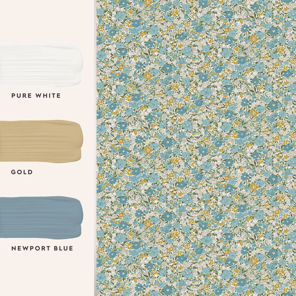 121075 - Loveston Wallpaper - Newport Blue - Laura Ashley