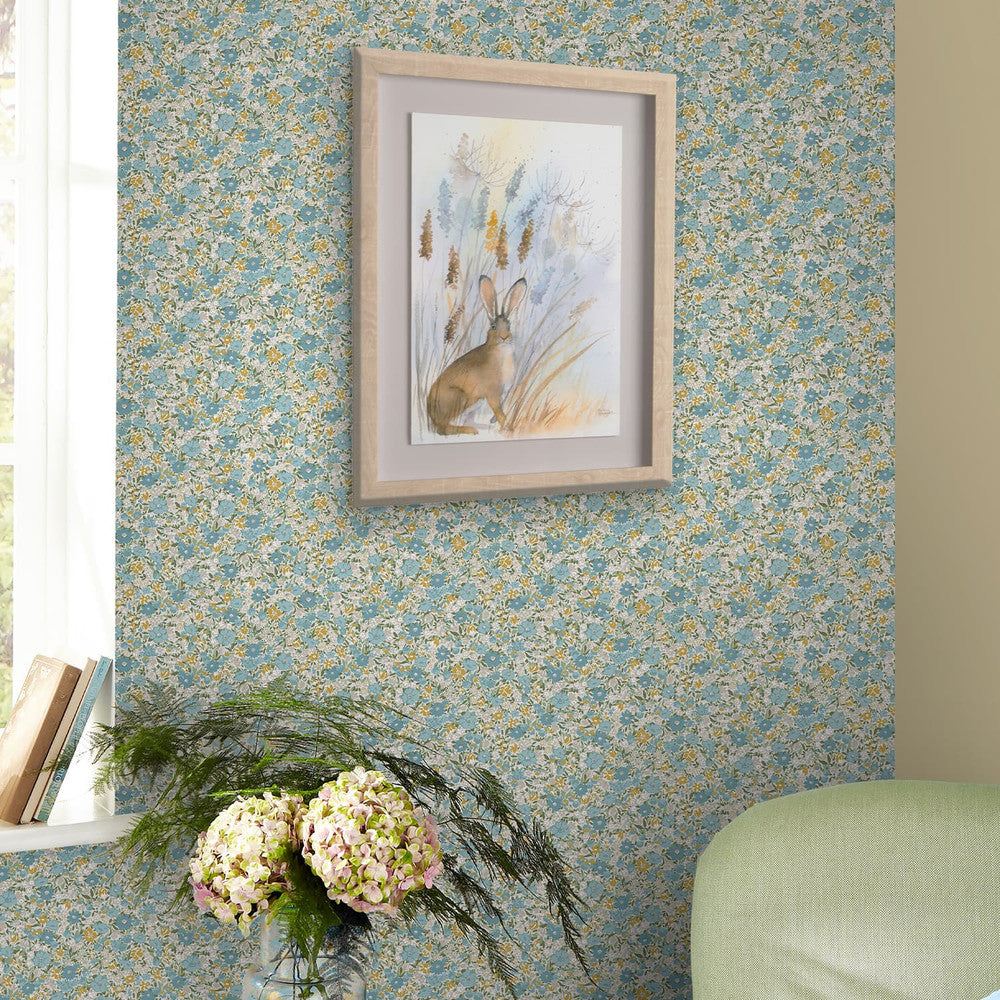 121075 - Loveston Wallpaper - Newport Blue - Laura Ashley