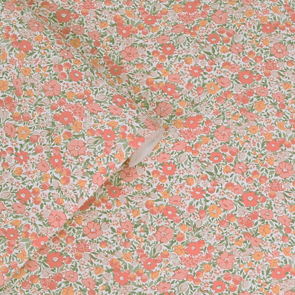 121076 - Loveston Wallpaper - Coral Pink - Laura Ashley