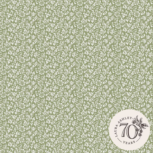121077 - Sweet Alyssum Wallpaper - Moss Green - Laura Ashley