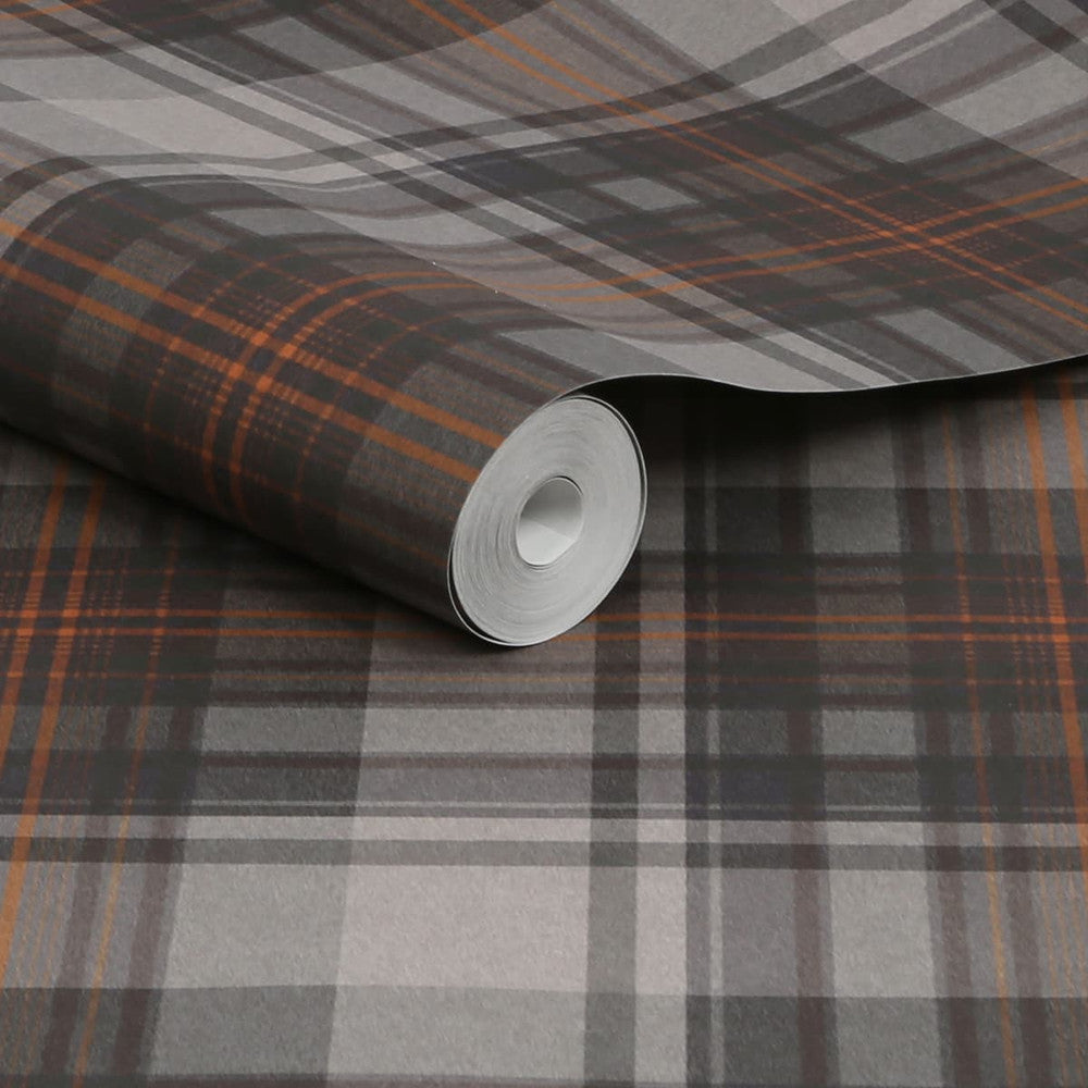 121197 - Alpine Lodge Check Wallpaper - Grey - Next