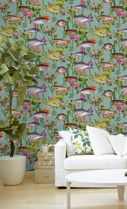 12171 - Lagoon Wallpaper - Teal/Multi - Holden Decor