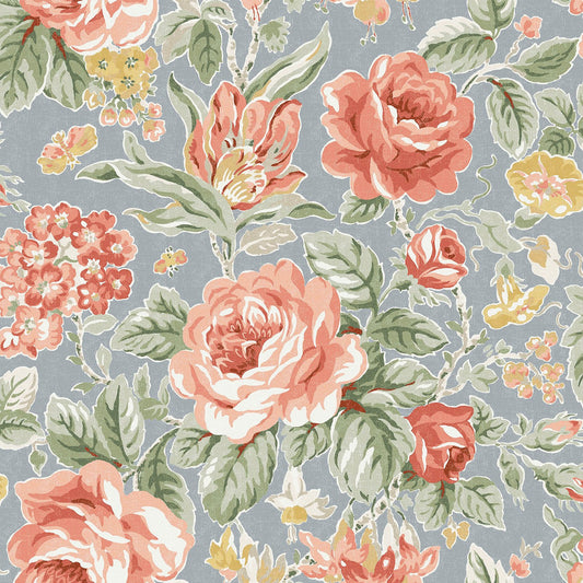 122753 - Wild Roses Wallpaper - Ochre Yellow - Laura Ashley