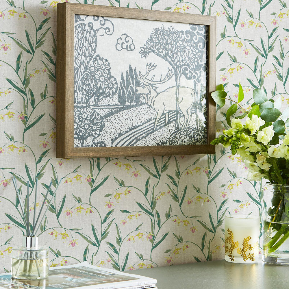 127403 - Fulwell Fuchsia Wallpaper - Pale Slate Grey - Laura Ashley