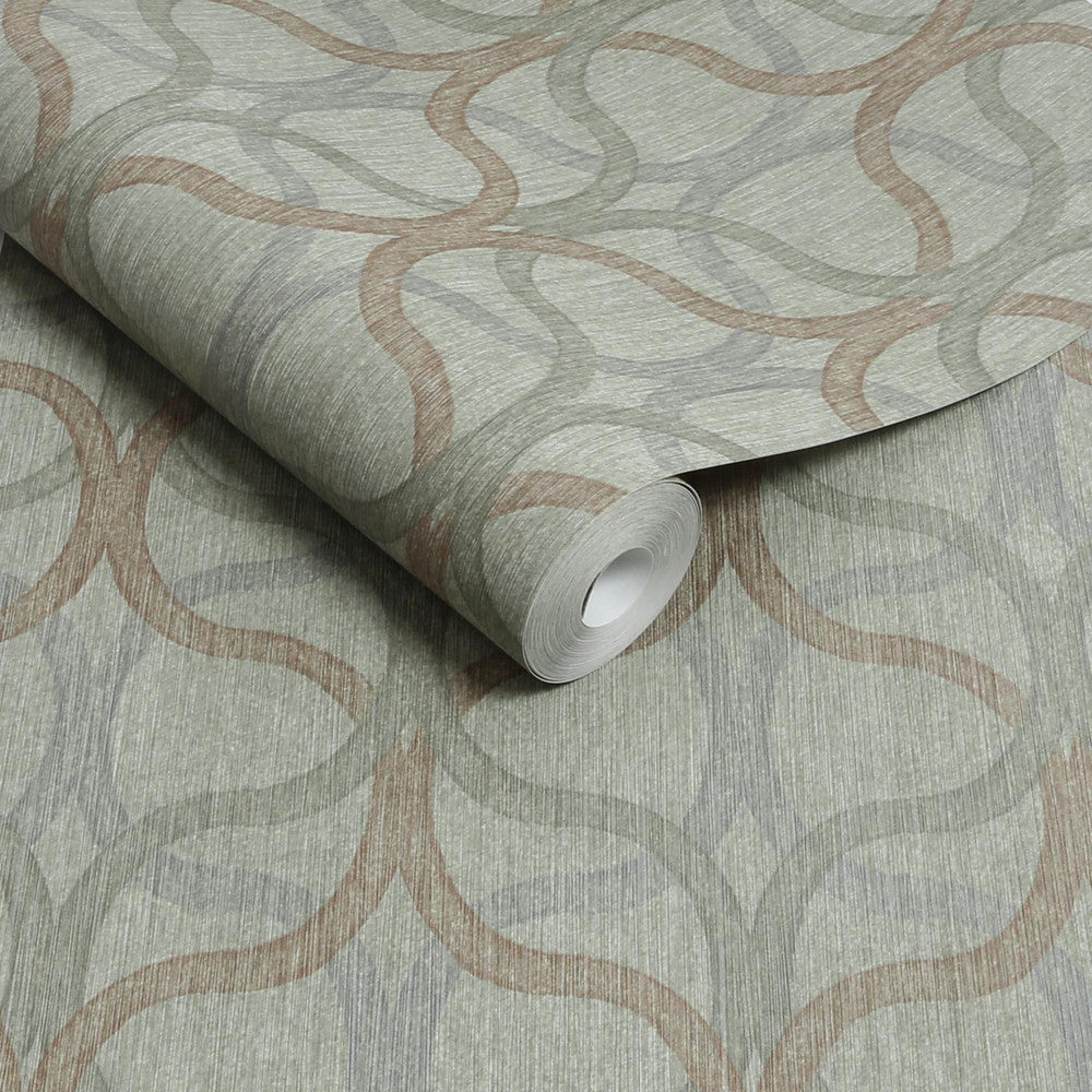 128003 - Refine Geo Wallpaper -Sage - Boutique Luxury