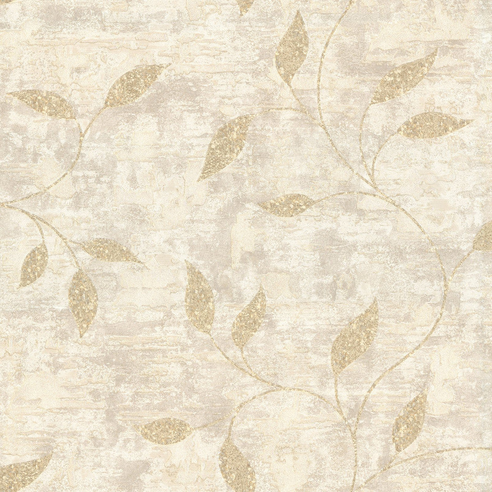 128805 - Ornamental Leaf Wallpaper - Cream - Boutique Luxury