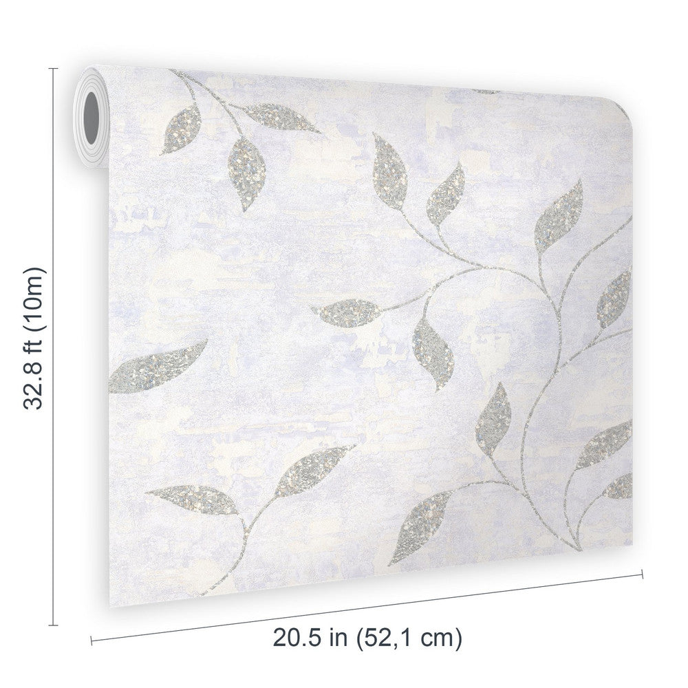 128811 - Ornamental Leaf Wallpaper - Silver - Boutique Luxury