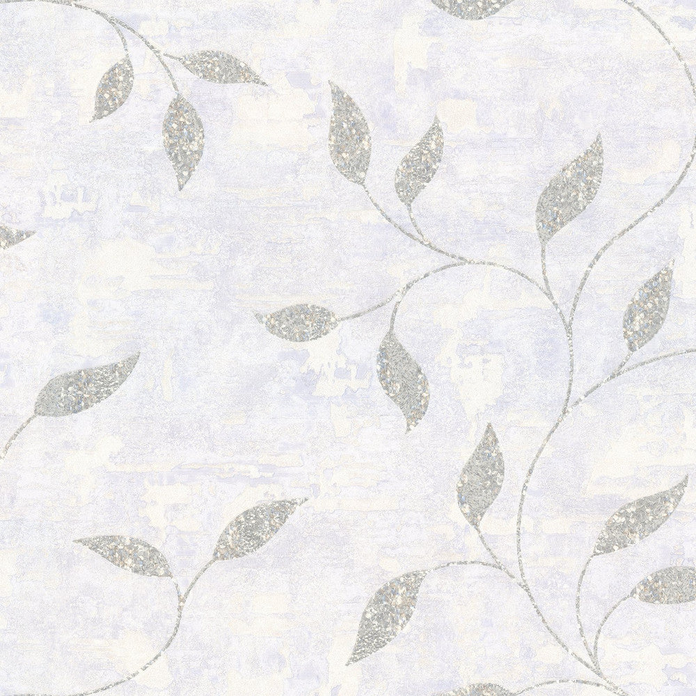 128811 - Ornamental Leaf Wallpaper - Silver - Boutique Luxury