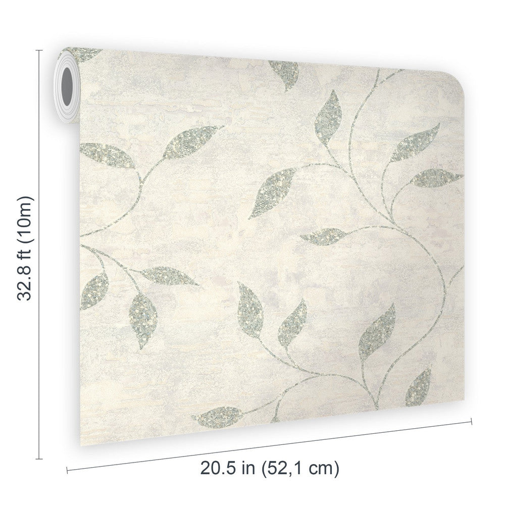 128814 - Ornamental Leaf Wallpaper - Sage - Boutique Luxury