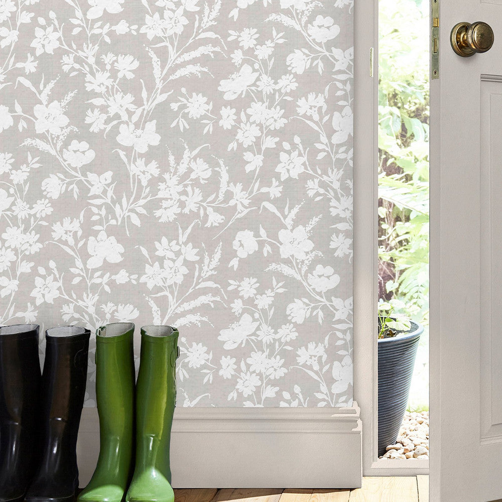130110 - Rye Wallpaper - Dove Grey - Laura Ashley