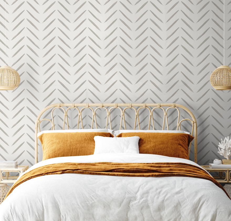 13041 - Chevron Brush Marks  Wallpaper - Taupe - Holden Decor
