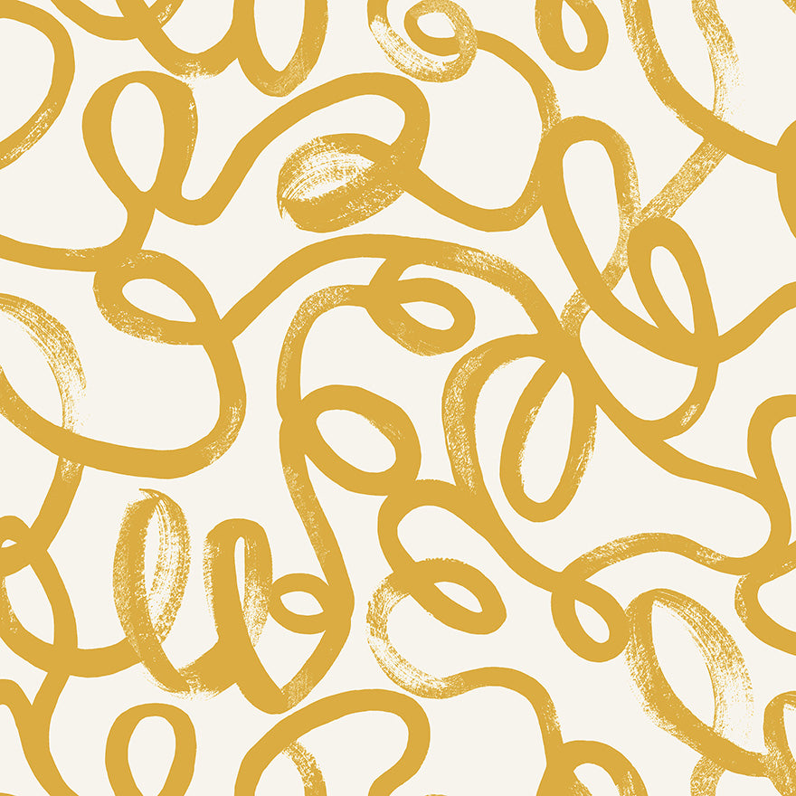 13361 - Squiggle Wallpaper - Ochre/White - Holden Decor