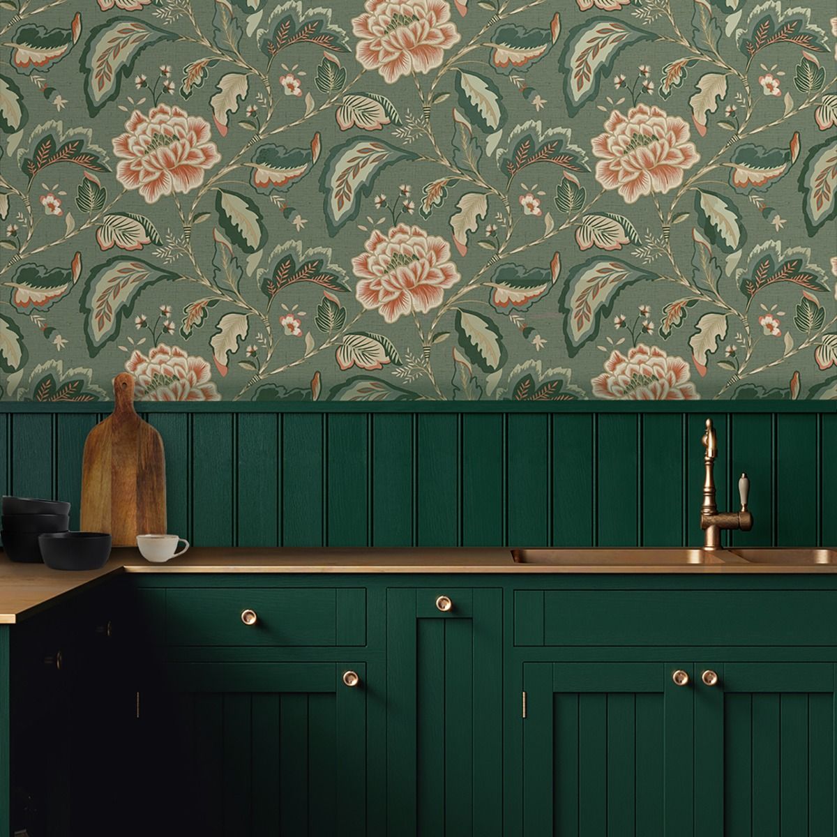 1721 - Maya Trail Vinyl Wallpaper - Green - Belgravia
