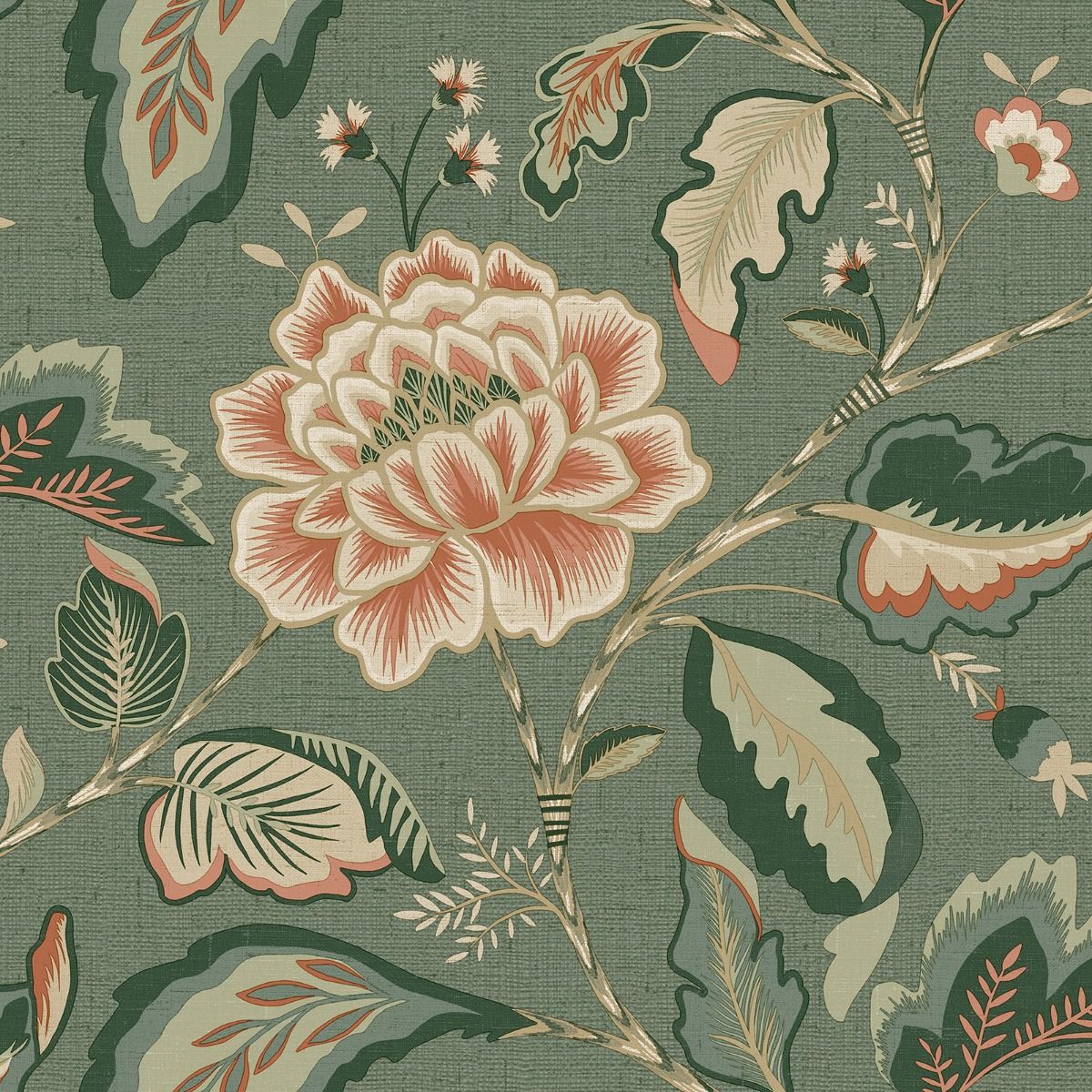 1721 - Maya Trail Vinyl Wallpaper - Green - Belgravia